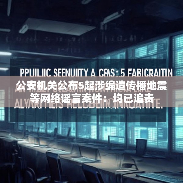 公安机关公布5起涉编造传播地震等网络谣言案件：均已追责