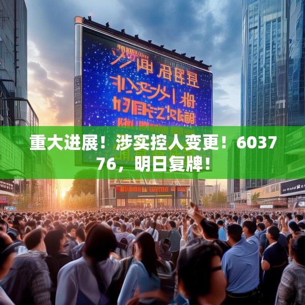 重大进展！涉实控人变更！603776，明日复牌！