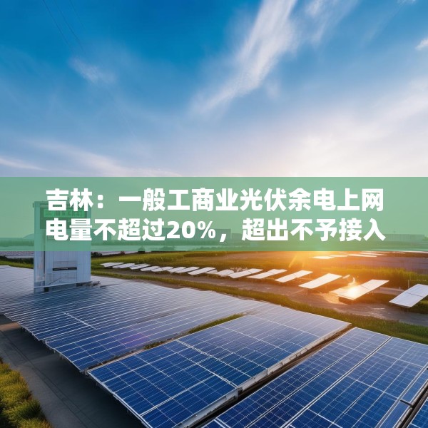 吉林：一般工商业光伏余电上网电量不超过20%，超出不予接入