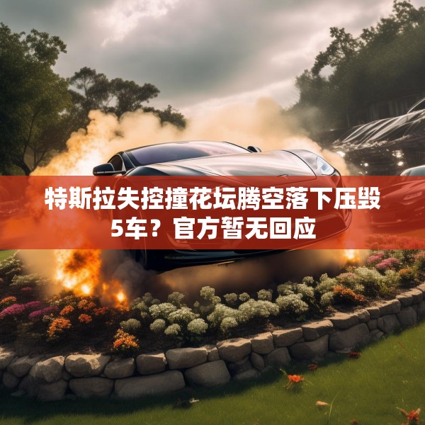 特斯拉失控撞花坛腾空落下压毁5车？官方暂无回应