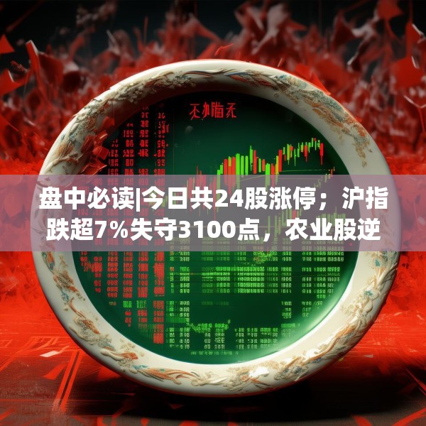 盘中必读|今日共24股涨停；沪指跌超7%失守3100点，农业股逆势上涨