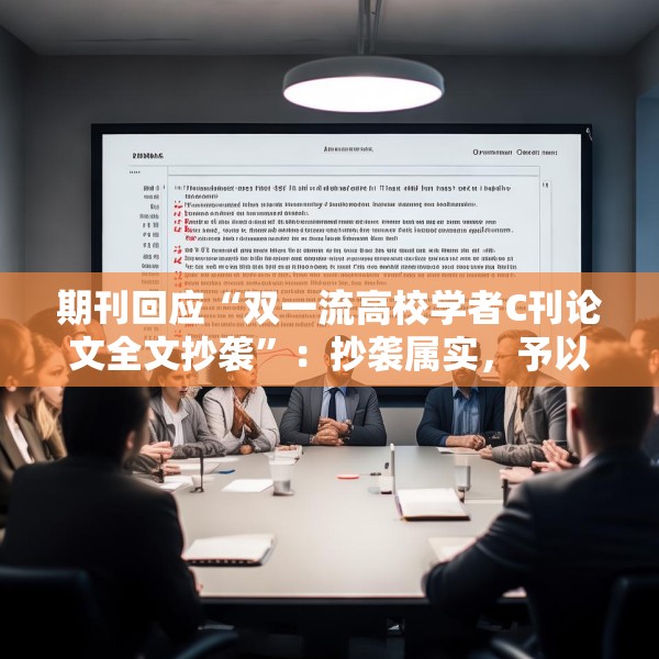 期刊回应“双一流高校学者C刊论文全文抄袭”：抄袭属实，予以撤稿