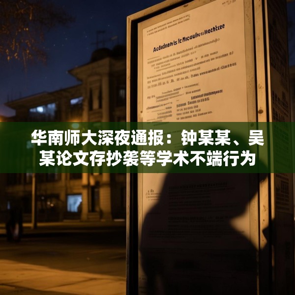 华南师大深夜通报：钟某某、吴某论文存抄袭等学术不端行为
