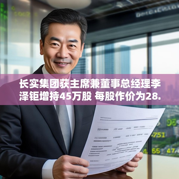 长实集团获主席兼董事总经理李泽钜增持45万股 每股作价为28.4556港元