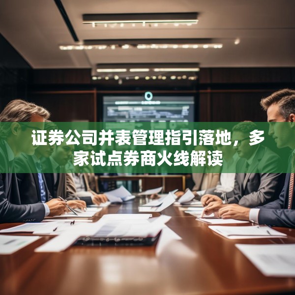 证券公司并表管理指引落地，多家试点券商火线解读