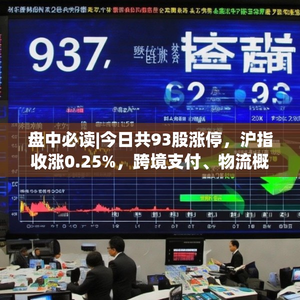 盘中必读|今日共93股涨停，沪指收涨0.25%，跨境支付、物流概念集体走高