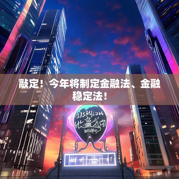敲定！今年将制定金融法、金融稳定法！