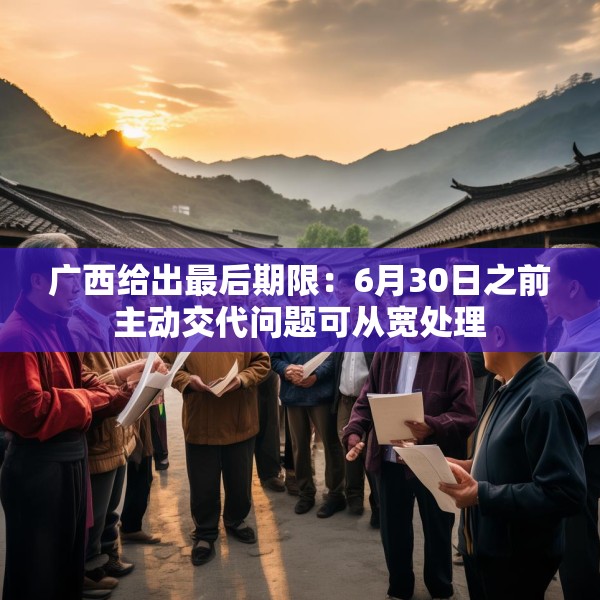 广西给出最后期限：6月30日之前主动交代问题可从宽处理