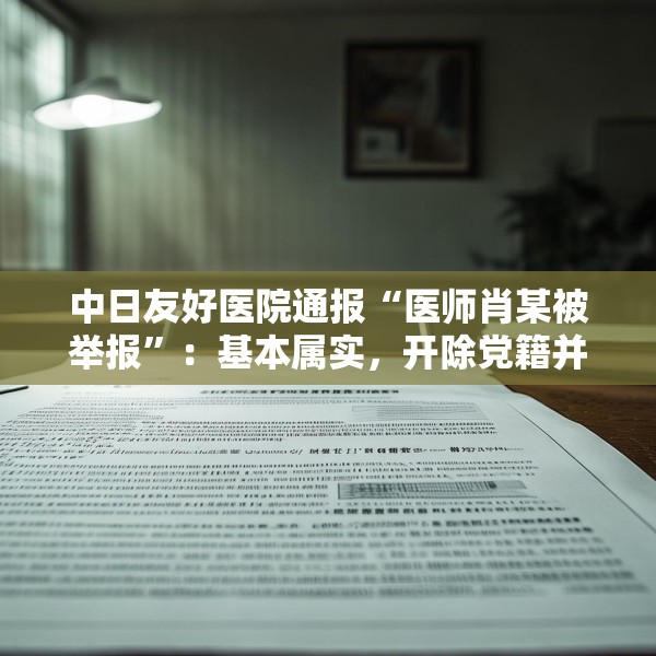 中日友好医院通报“医师肖某被举报”：基本属实，开除党籍并解聘