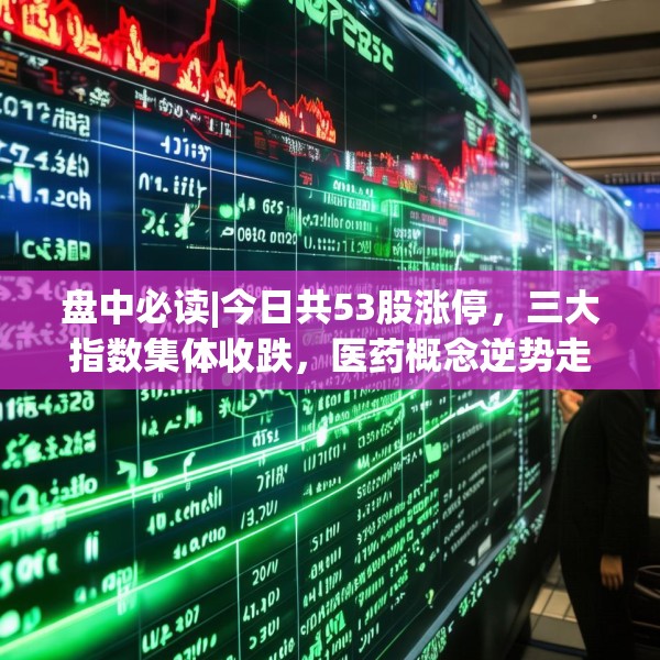 盘中必读|今日共53股涨停，三大指数集体收跌，医药概念逆势走高