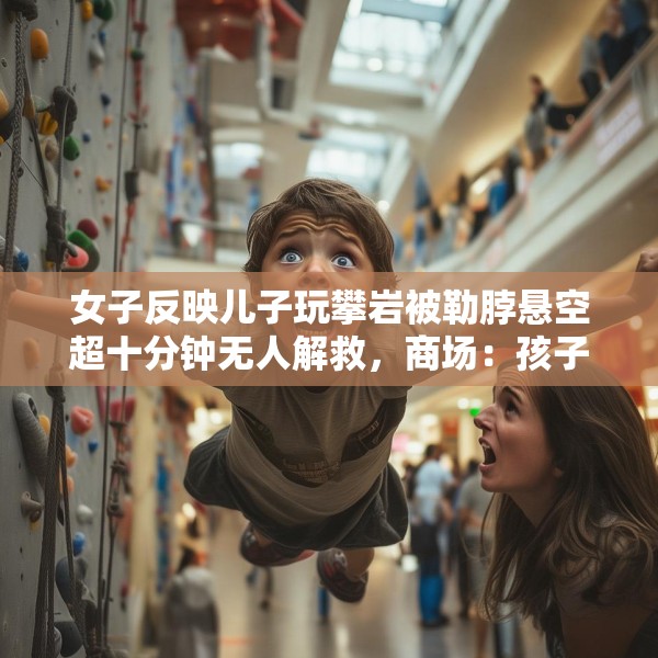 女子反映儿子玩攀岩被勒脖悬空超十分钟无人解救，商场：孩子无碍，有专人处理