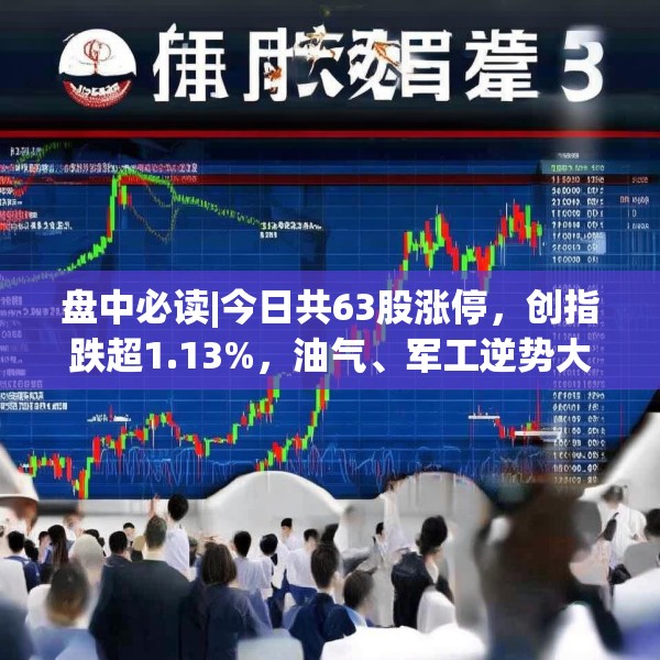 盘中必读|今日共63股涨停，创指跌超1.13%，油气、军工逆势大涨